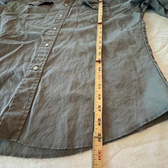 Wrangler Pearl Snap Long Sleeve Gray Button‎ Up Shirt Heavy Weight Cotton XL - Picture 8 of 9